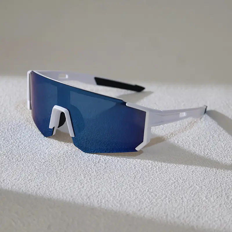 Sports Cycling Sunglasses Blue White One Lens - Image 10