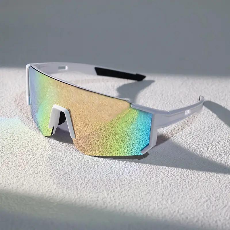 Sports Cycling Sunglasses Blue White One Lens - Image 15