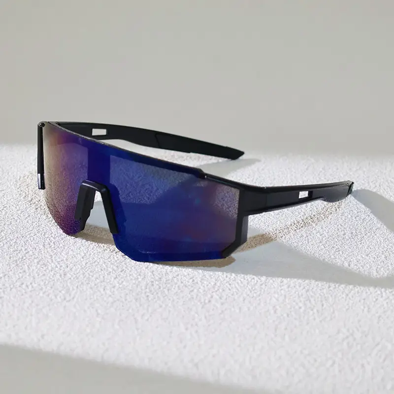 Sports Cycling Sunglasses Blue White One Lens - Image 3