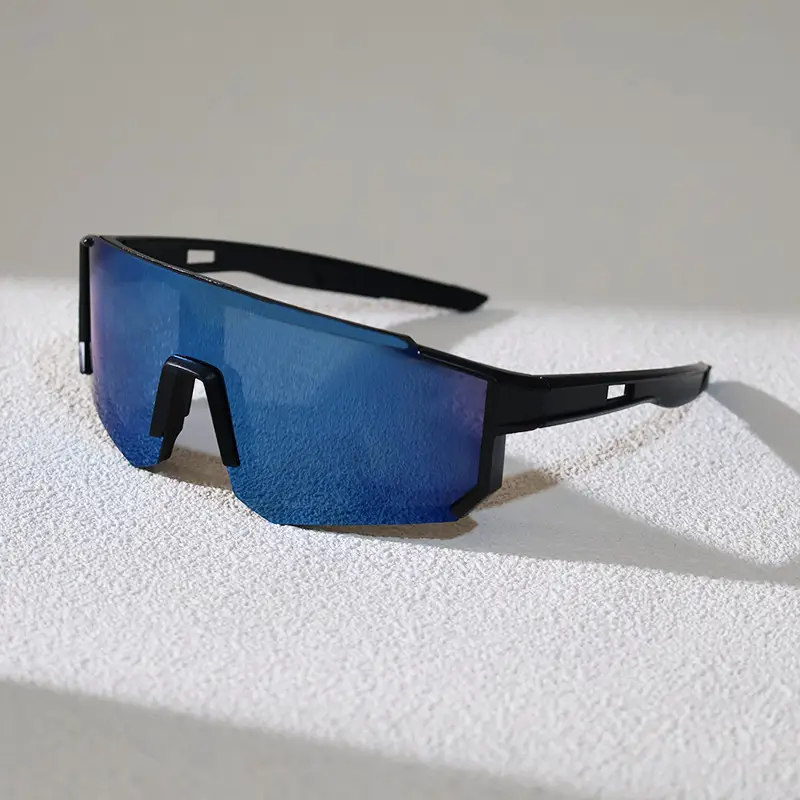 Sports Cycling Sunglasses Blue White One Lens - Image 4