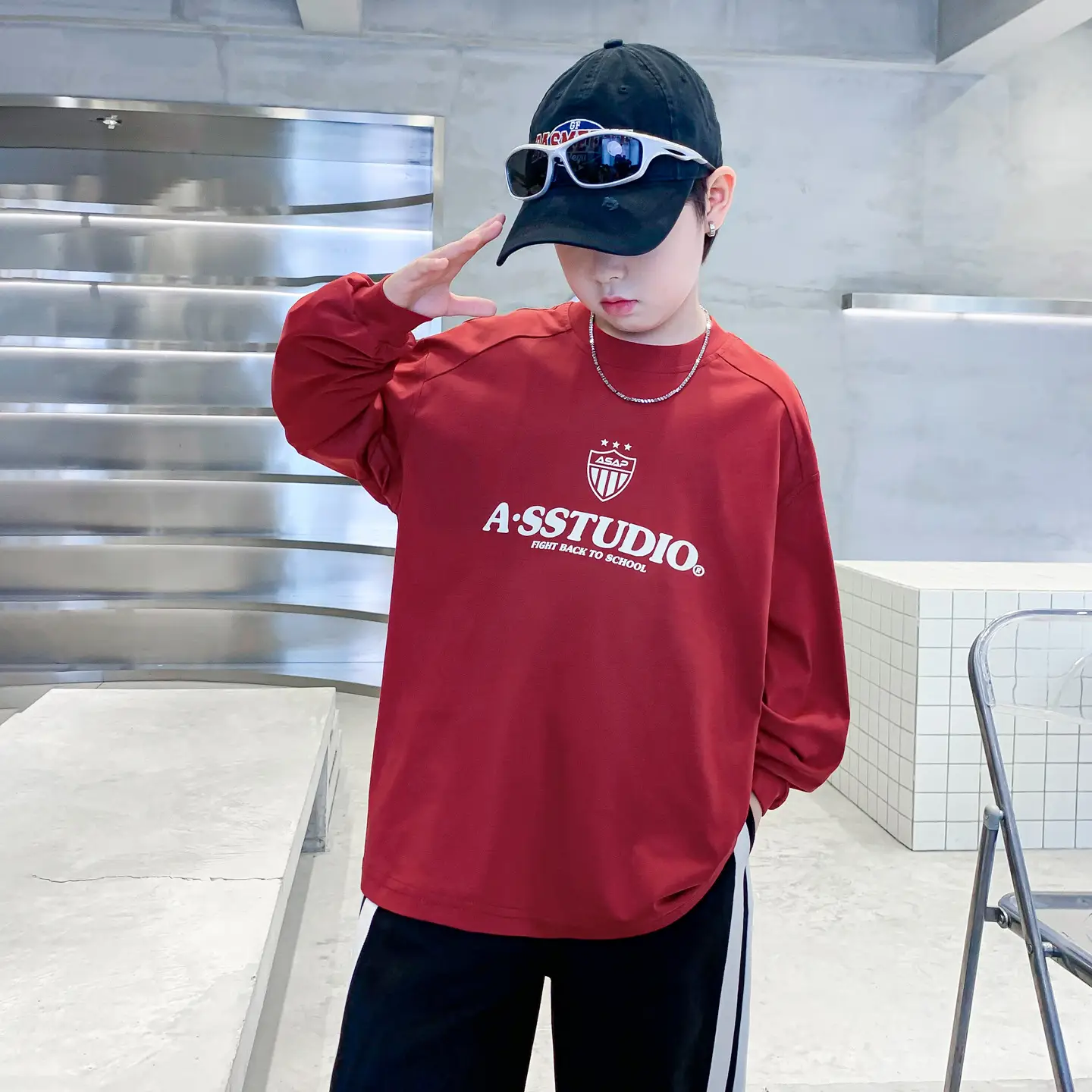 Boys Black Long Sleeve Sports T-Shirt 2025 - Image 5