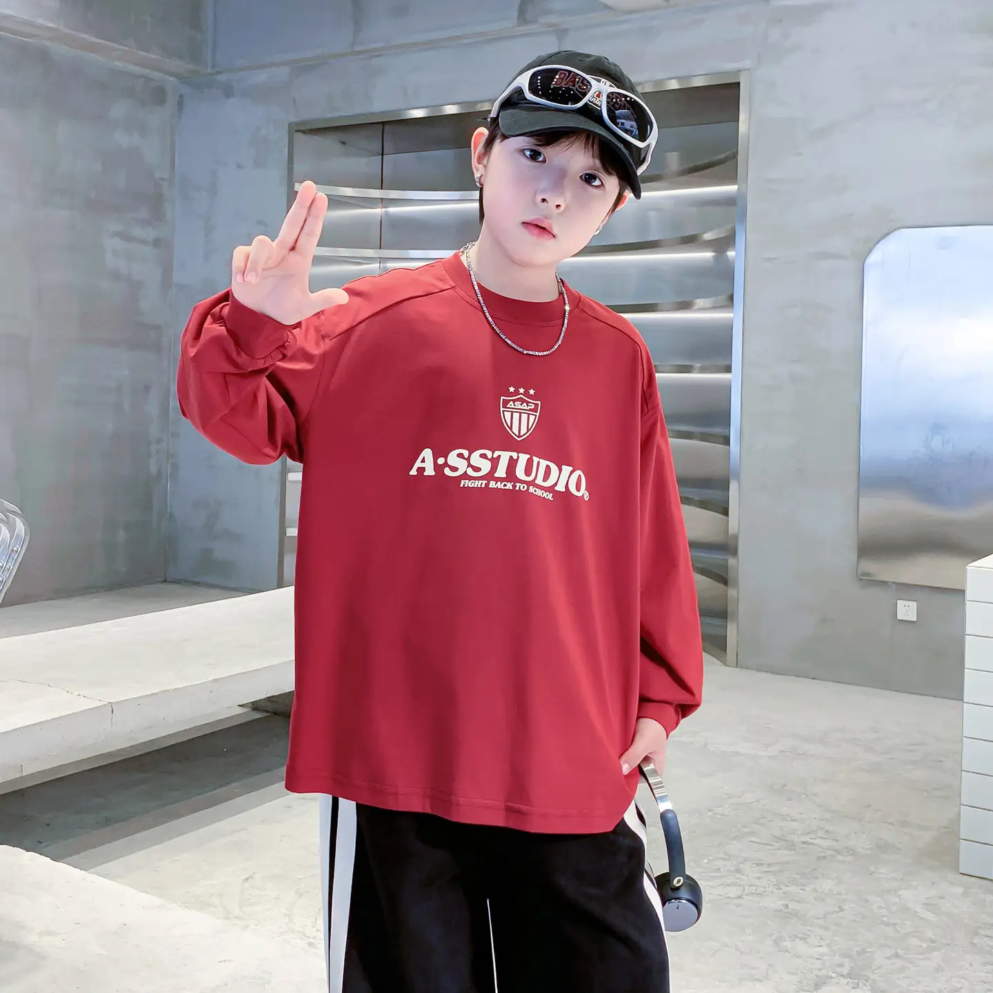 Boys Black Long Sleeve Sports T-Shirt 2025 - Image 2