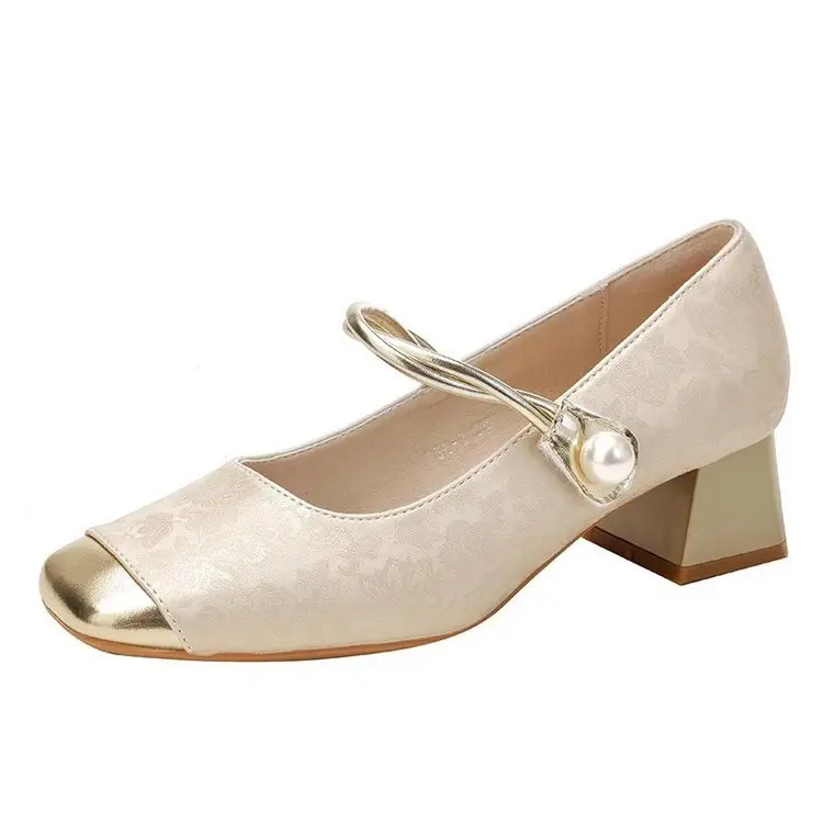 New Chinese Style High Heels Women 2025 Square Toe One-Line Thick Heel - Image 8