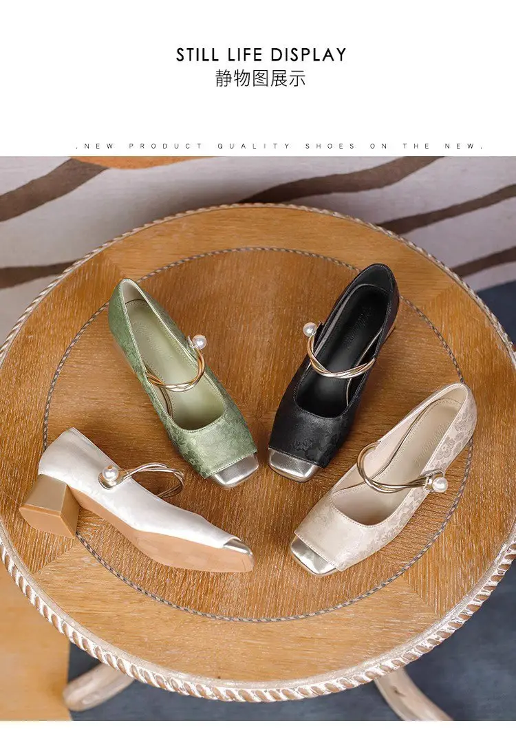New Chinese Style High Heels Women 2025 Square Toe One-Line Thick Heel — feature 11