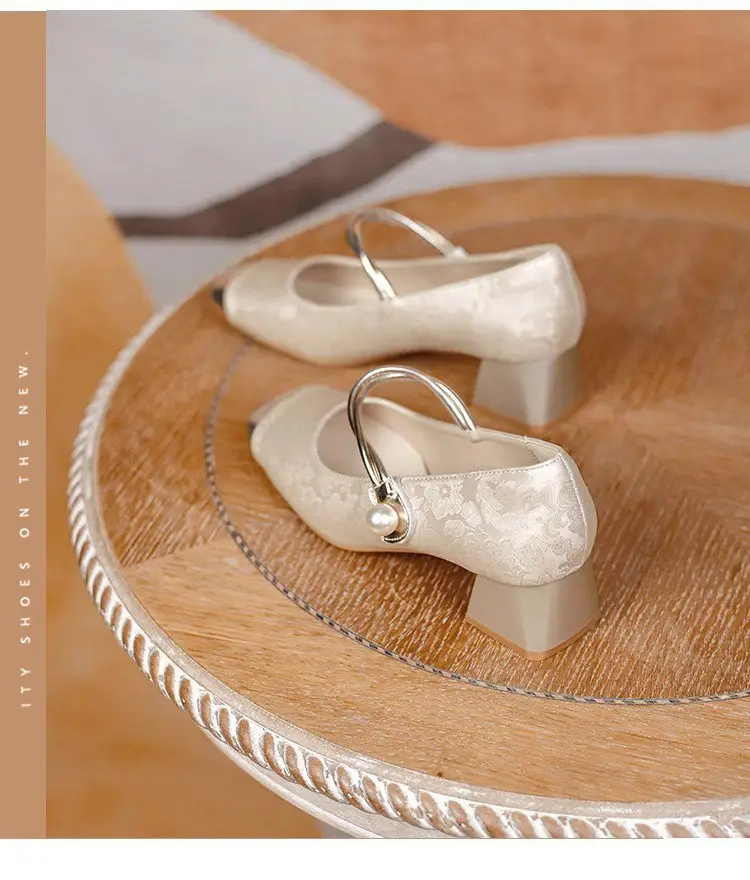 New Chinese Style High Heels Women 2025 Square Toe One-Line Thick Heel — feature 13