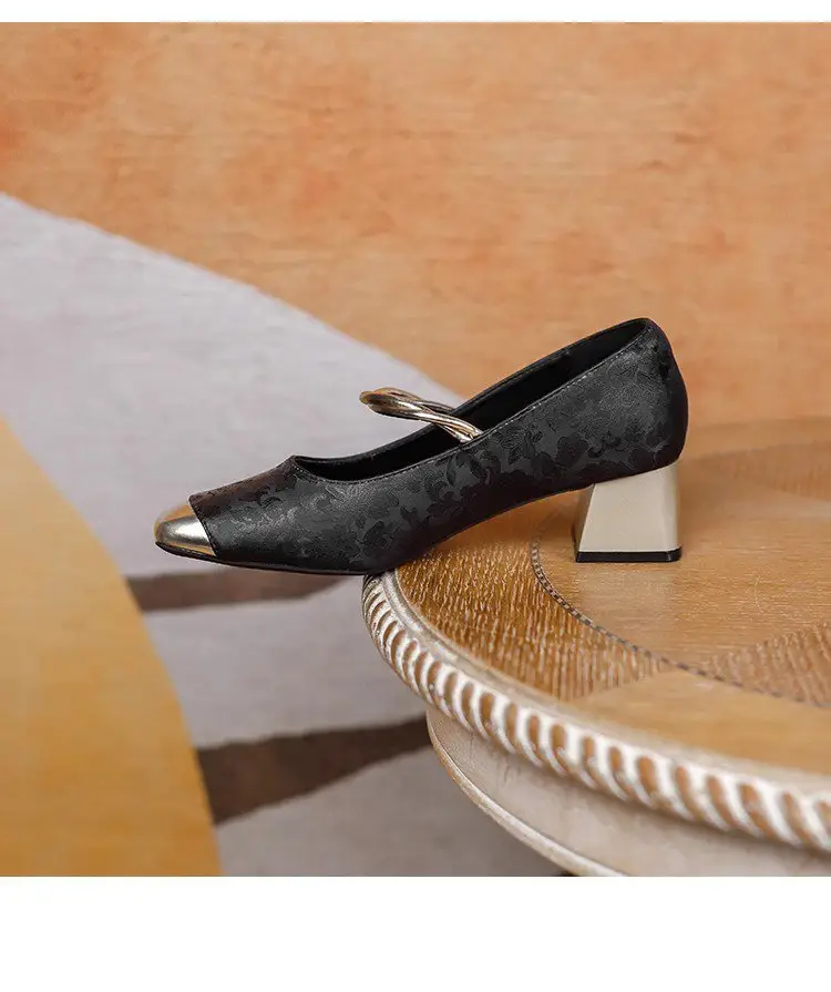 New Chinese Style High Heels Women 2025 Square Toe One-Line Thick Heel — feature 14