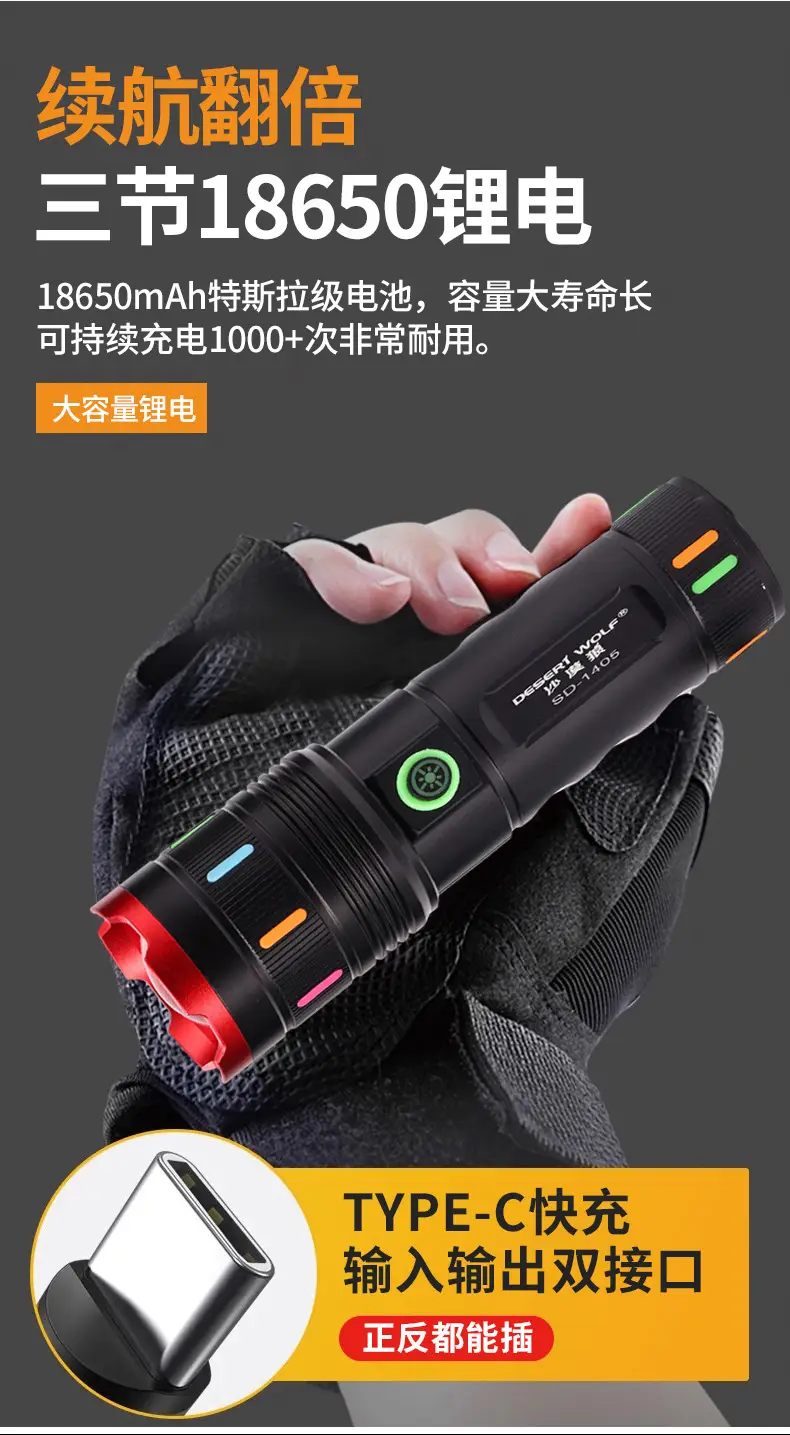 Rechargeable LED Flashlight for Outdoor Hiking & Fishing β feature 14