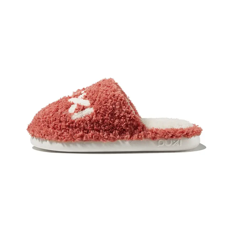 Women Cotton Slippers Red White Winter Warm Non-Slip - Image 2