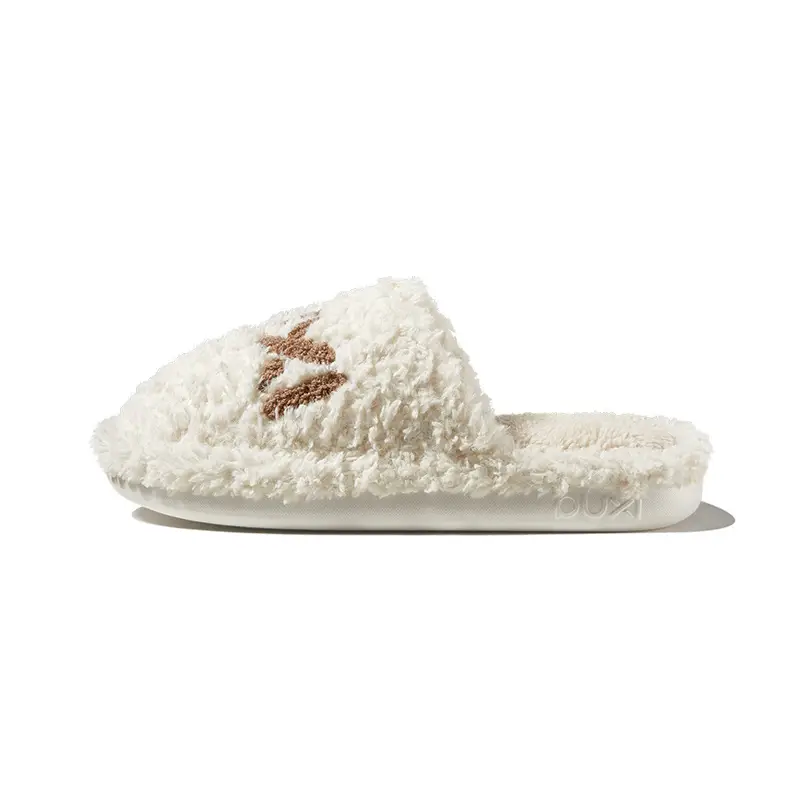 Women Cotton Slippers Red White Winter Warm Non-Slip - Image 5