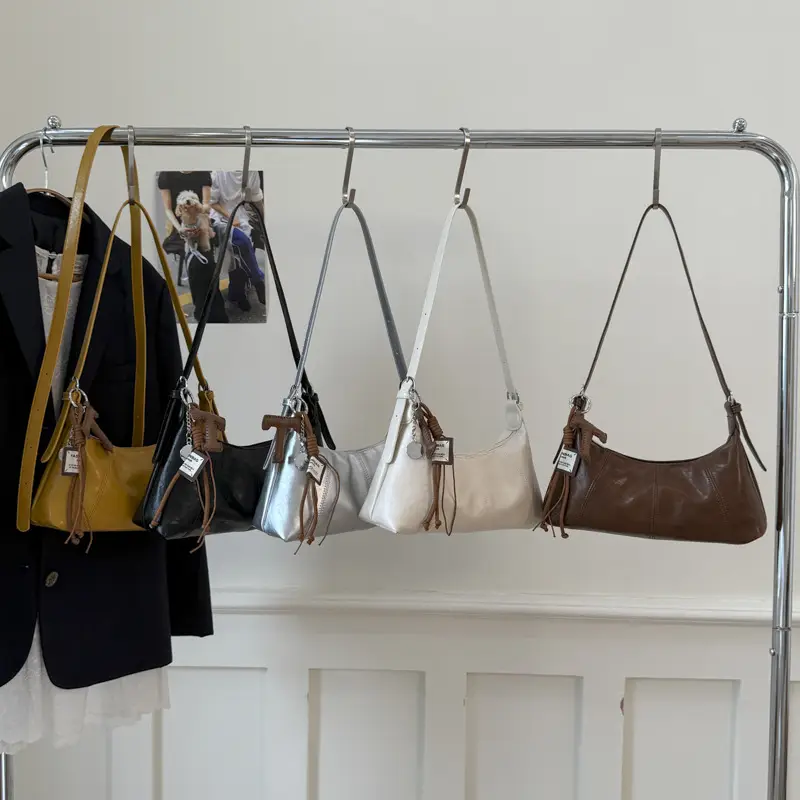 Women's Yellow Leather Shoulder Bag 2025 New Niche Design