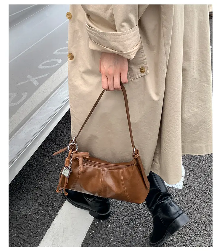 Women's Yellow Leather Shoulder Bag 2025 New Niche Design — feature 10
