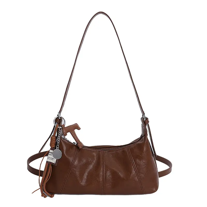 Women's Yellow Leather Shoulder Bag 2025 New Niche Design