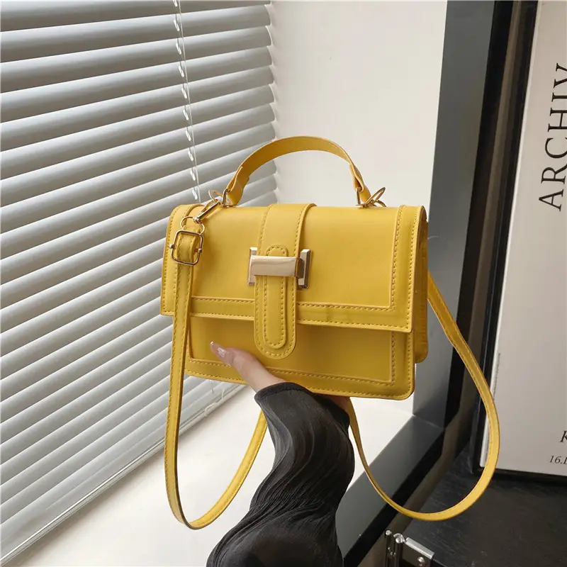 Yellow Square Shoulder Bag for Women - Image 6