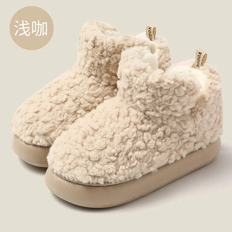 Warm Plush Cotton Slippers for Women for Winter Outer Wear 2023 New Thick-Soled Non-Slip Couple Cotton Shoes for Men Wholesale - Image 2
