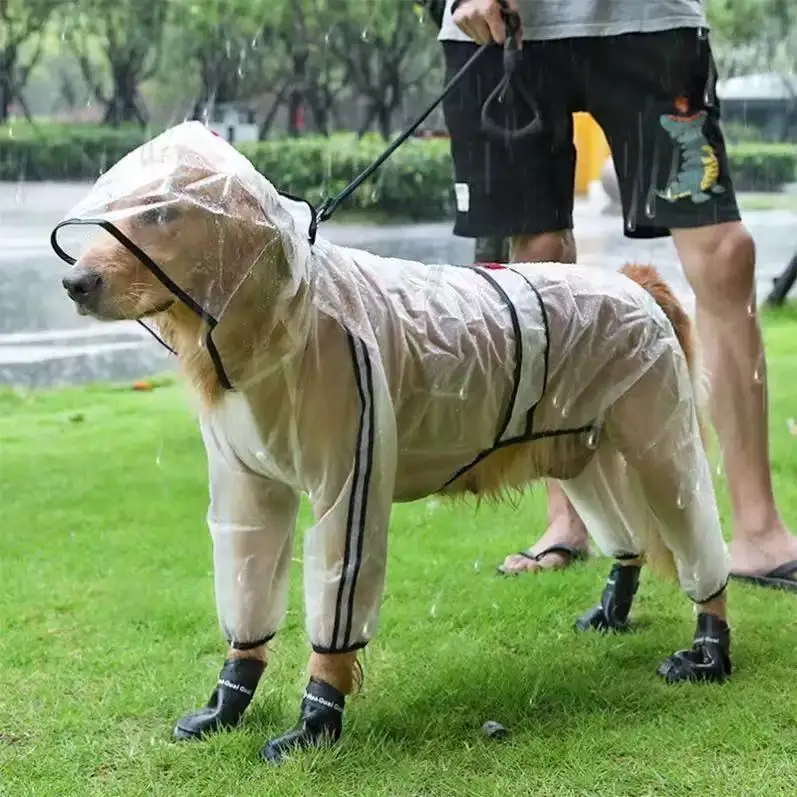 Transparent Hooded Raincoat for Pet Dogs When Going Out, Does Not Block the Sight, Special Rain Cover for Medium and Large Dogs, Golden Retriever — feature 3