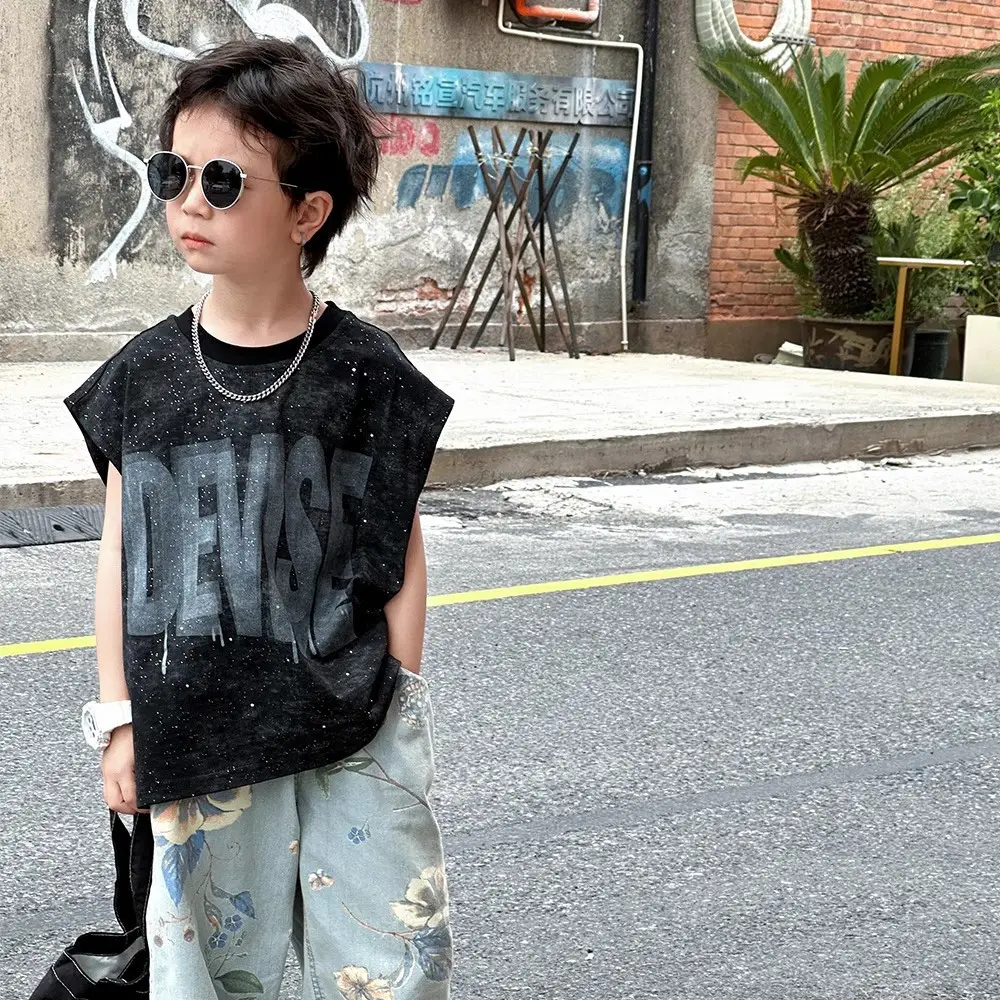 Kids Sleeveless T-Shirt with Sequins & Tie-Dye Pants - Image 3