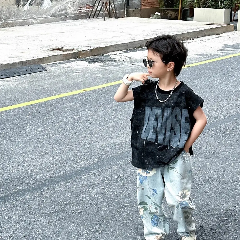 Kids Sleeveless T-Shirt with Sequins & Tie-Dye Pants - Image 4