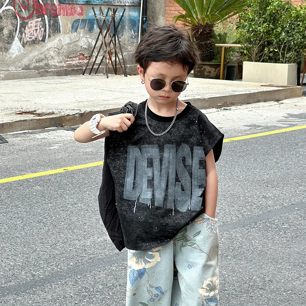 Kids Sleeveless T-Shirt with Sequins & Tie-Dye Pants - Image 5