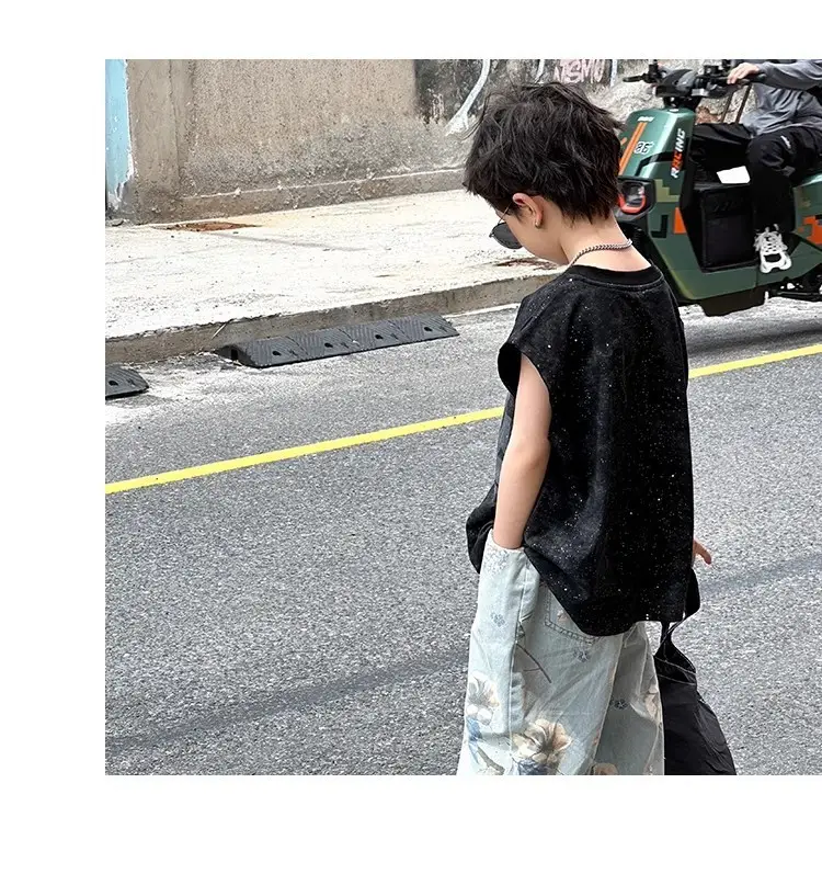 Kids Sleeveless T-Shirt with Sequins & Tie-Dye Pants — feature 1