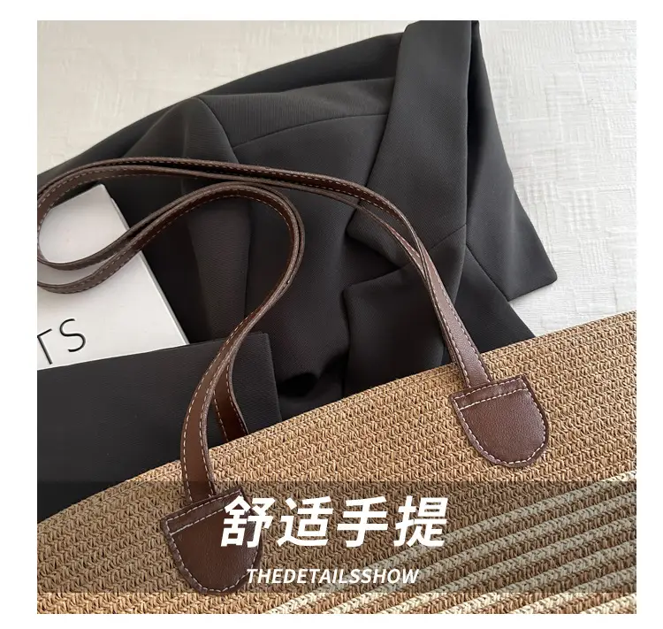 2025 Woven Straw Bag Summer Large Capacity Striped — feature 4
