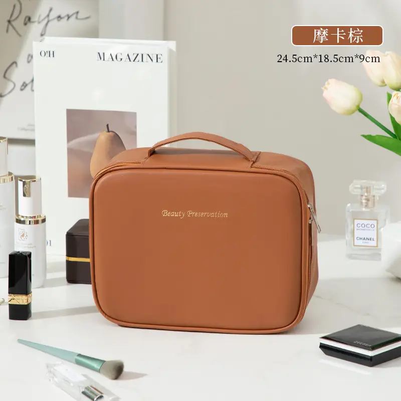 Women's Waterproof Travel Makeup Bag with Brush