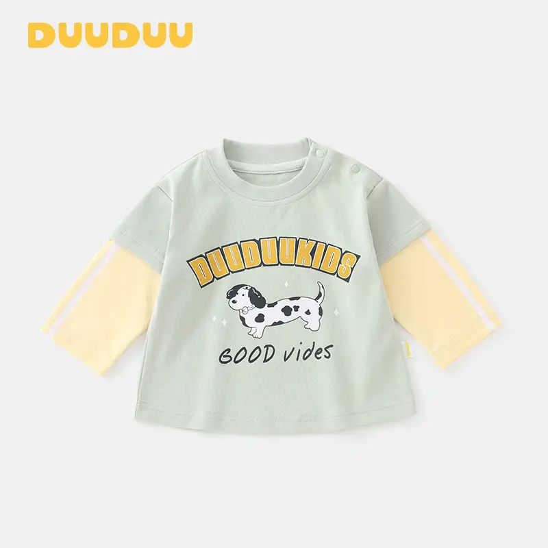 Duuduu Boys Long Sleeve T-Shirt Navy Blue Good Vibes Cow Print - Image 2