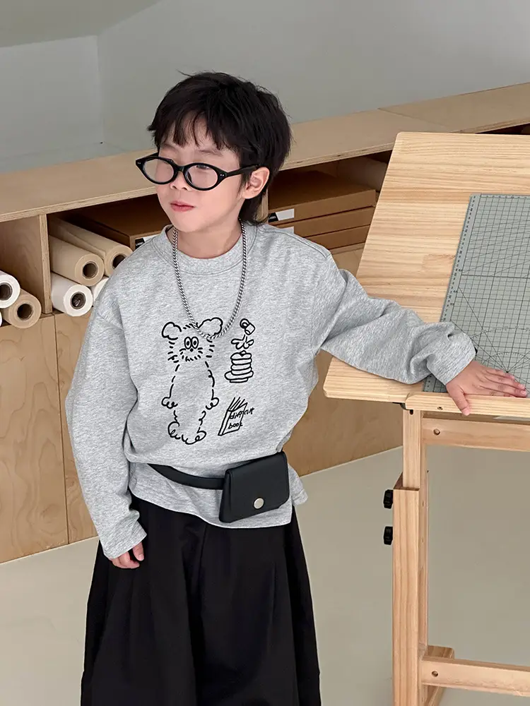 Boys Grey Graphic Long Sleeve T-Shirt 2026