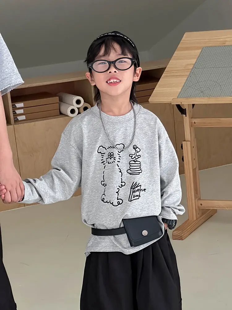 Boys Grey Graphic Long Sleeve T-Shirt 2026