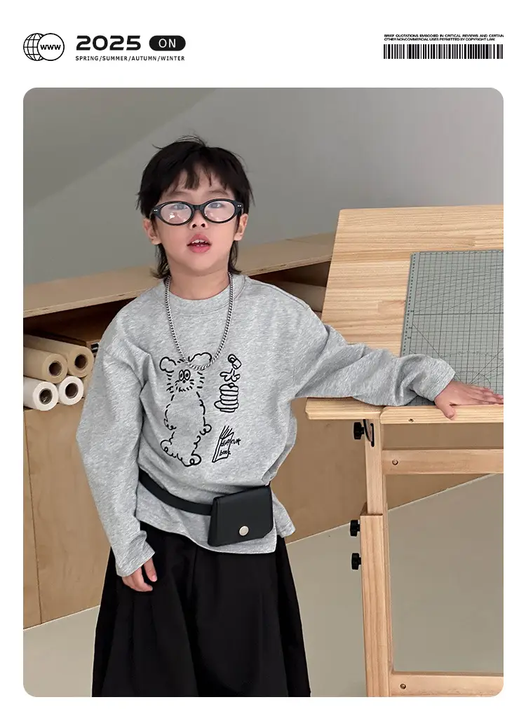 Boys Grey Graphic Long Sleeve T-Shirt 2026 — feature 1