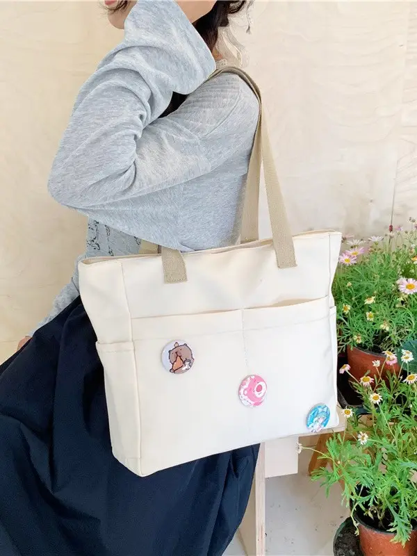 Japanese Style Canvas Shoulder Bag for Women - Image 2