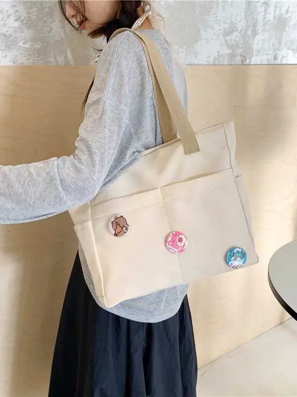 Japanese Style Canvas Shoulder Bag for Women - Image 3