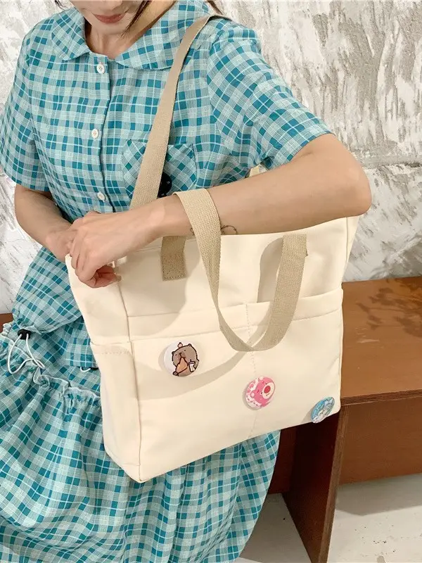 Japanese Style Canvas Shoulder Bag for Women - Image 4