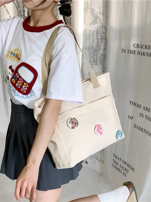 Japanese Style Canvas Shoulder Bag for Women - Image 5