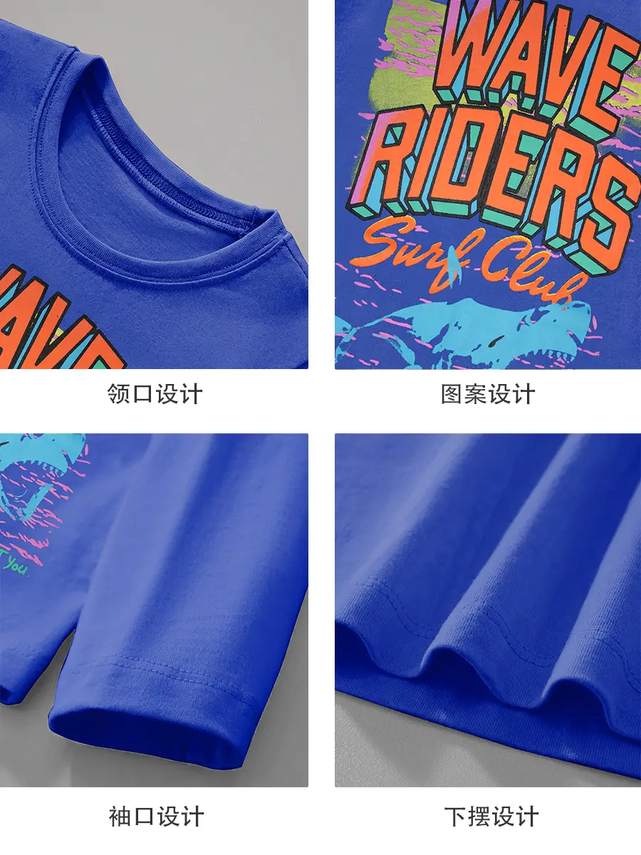 Blue Wave Riders Kids Sweatshirt Long Sleeve Cartoon Print - Image 6