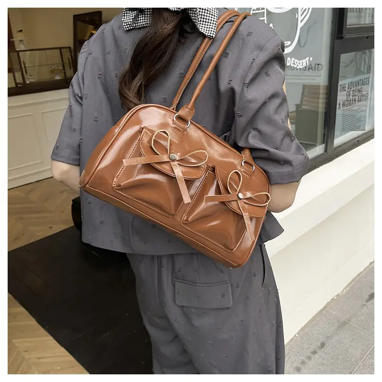 Brown Leather Bow Shoulder Bag for Women 2025 — feature 17