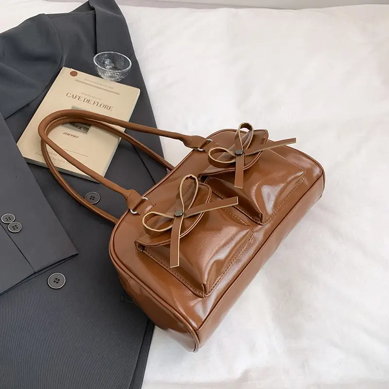 Brown Leather Bow Shoulder Bag for Women 2025 - Image 4