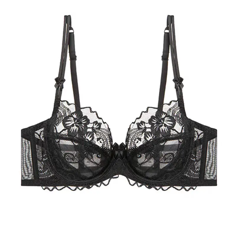 Large Breasts Appear Smaller Intimates Women's Summer Thin Lace Sexy Purple Bra Set French Push-Up Pure Desire Seamless Bra