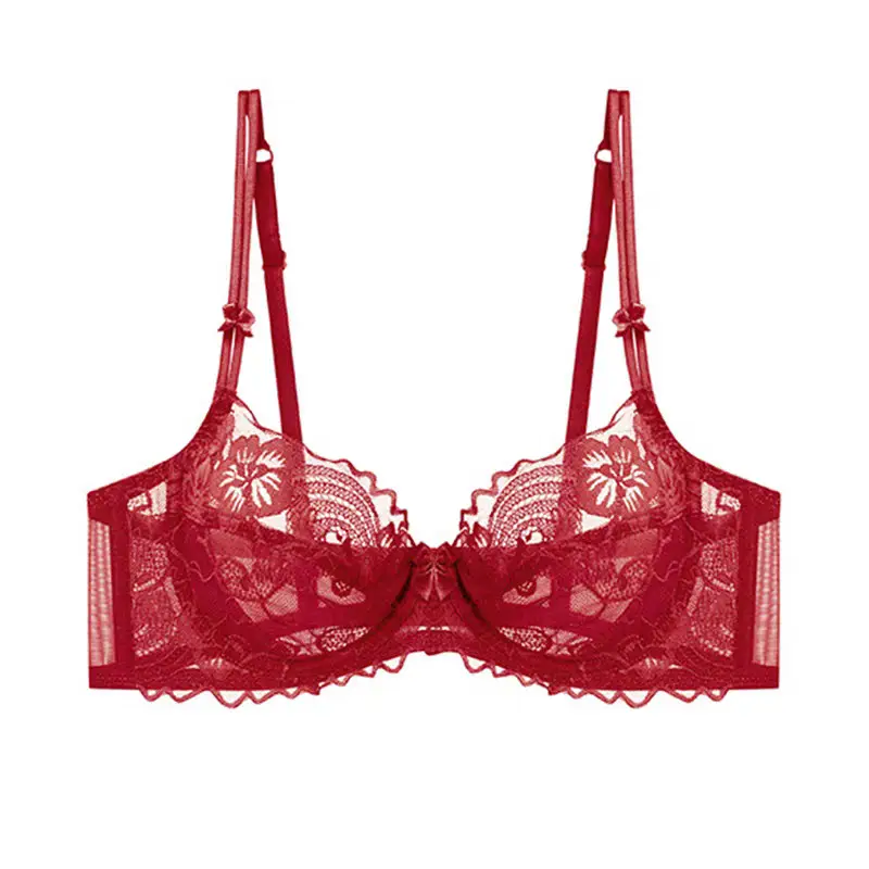 Large Breasts Appear Smaller Intimates Women's Summer Thin Lace Sexy Purple Bra Set French Push-Up Pure Desire Seamless Bra