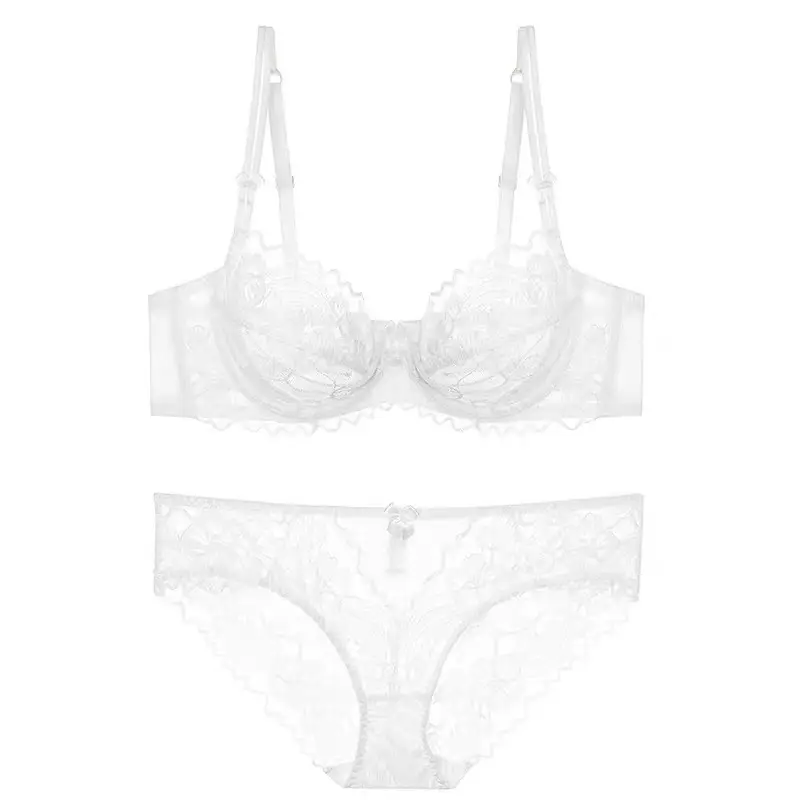 Large Breasts Appear Smaller Intimates Women's Summer Thin Lace Sexy Purple Bra Set French Push-Up Pure Desire Seamless Bra