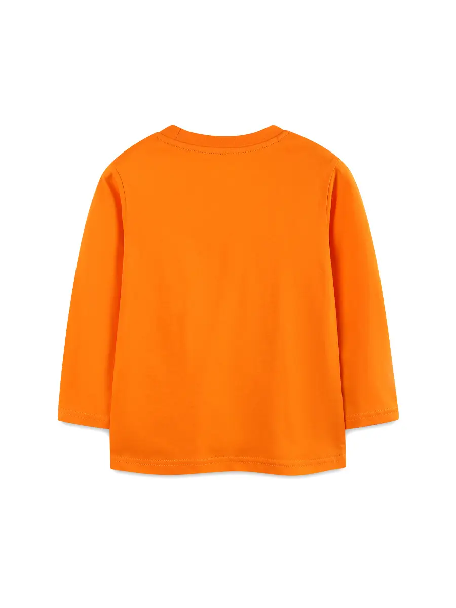 Orange Long Sleeve Kids T-Shirt Dinosaur Print