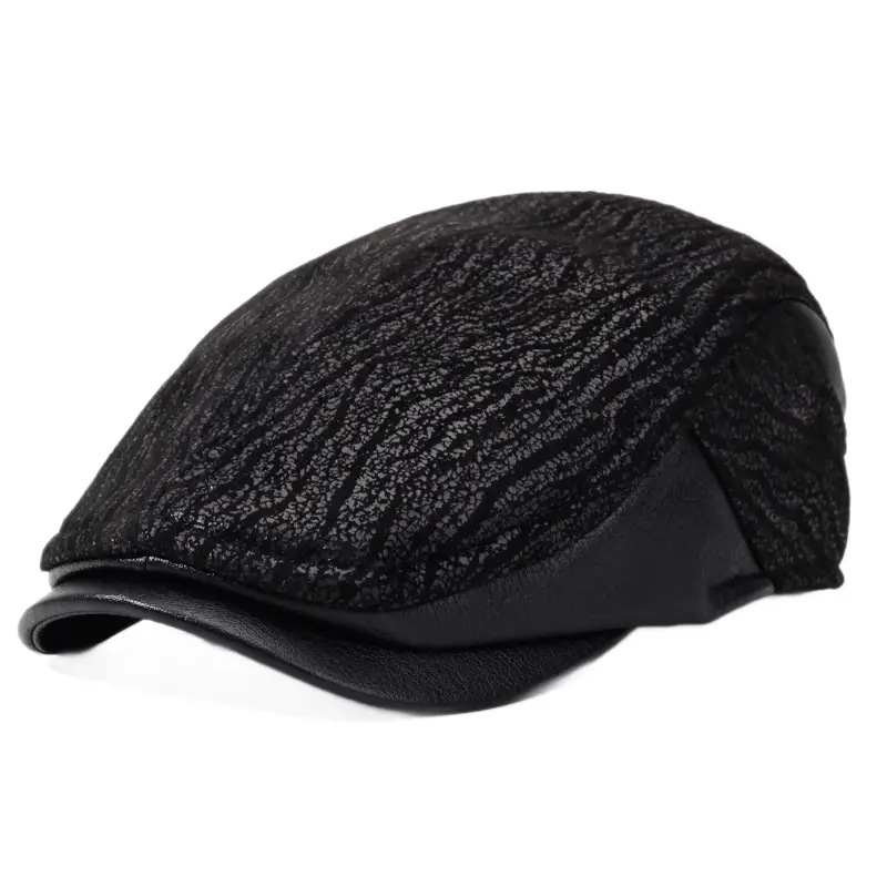 Men's Black Knitted Winter Peaked Cap - Image 7
