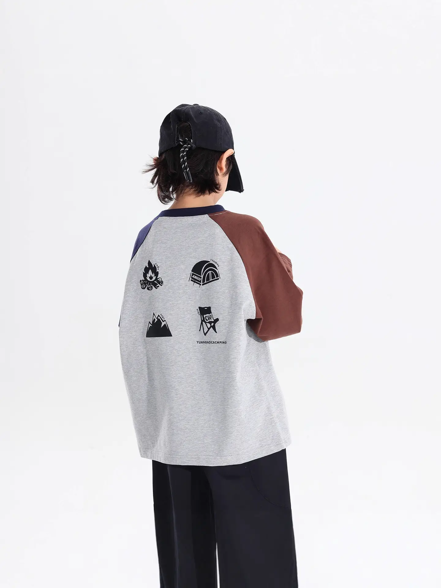 Boys Raglan Sleeve T-Shirt 2025 Gray Black - Image 4