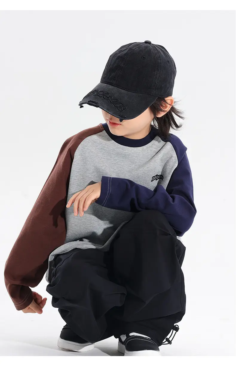 Boys Raglan Sleeve T-Shirt 2025 Gray Black — feature 10
