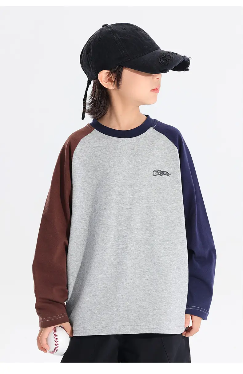 Boys Raglan Sleeve T-Shirt 2025 Gray Black — feature 11