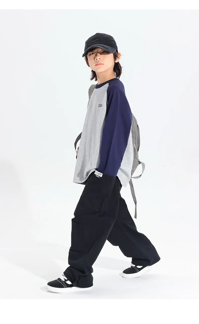 Boys Raglan Sleeve T-Shirt 2025 Gray Black — feature 14