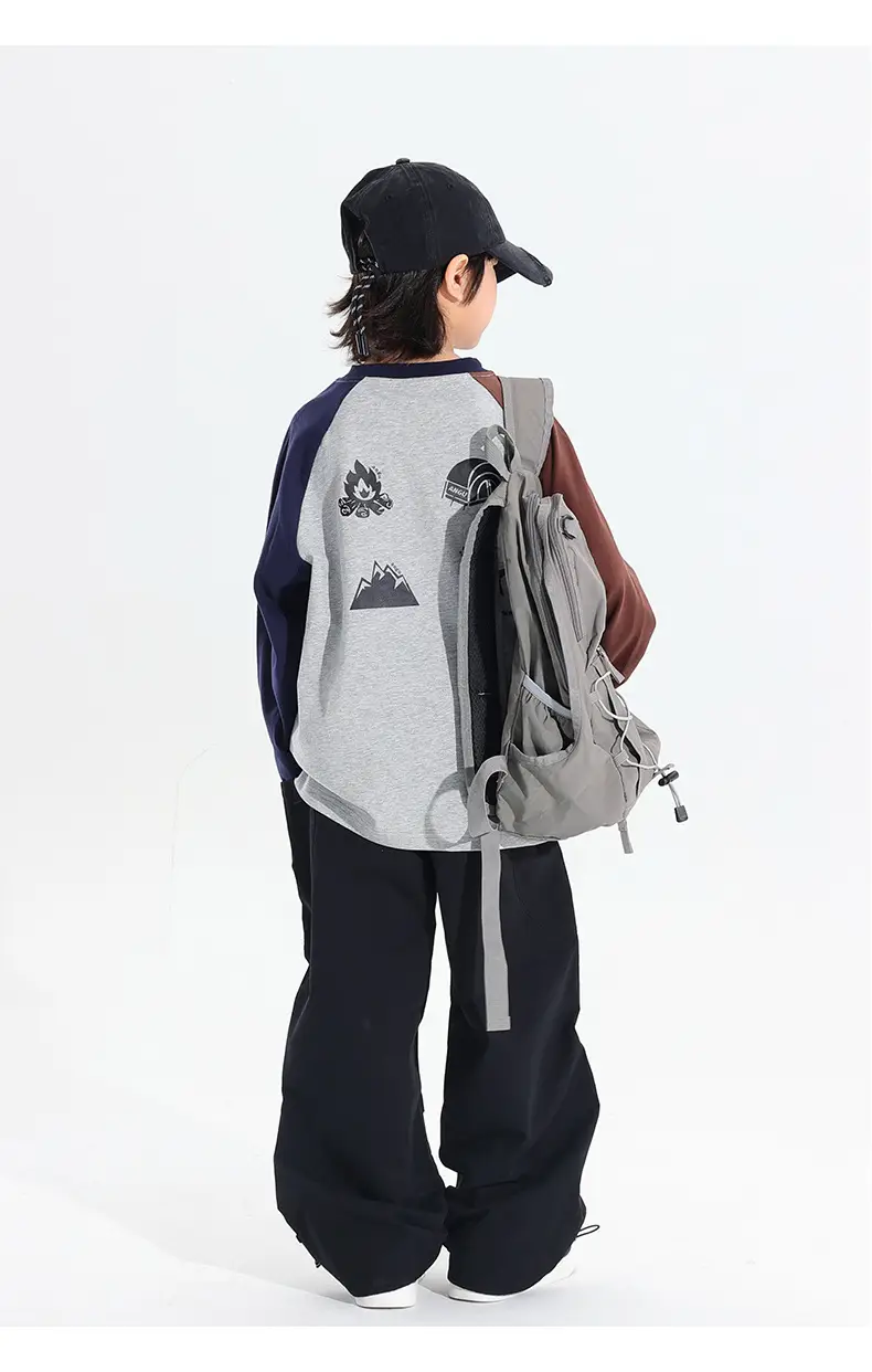 Boys Raglan Sleeve T-Shirt 2025 Gray Black — feature 16