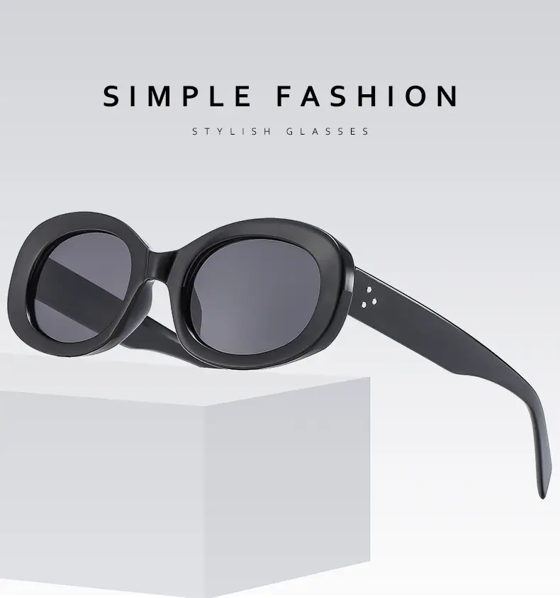 New Retro Black Oval Sunglasses for Women — feature 2