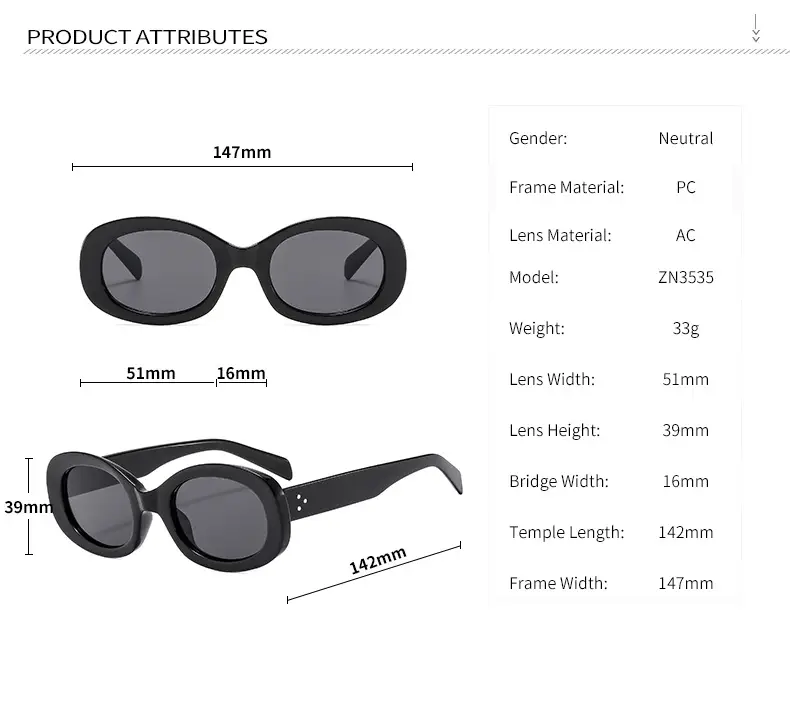 New Retro Black Oval Sunglasses for Women — feature 9
