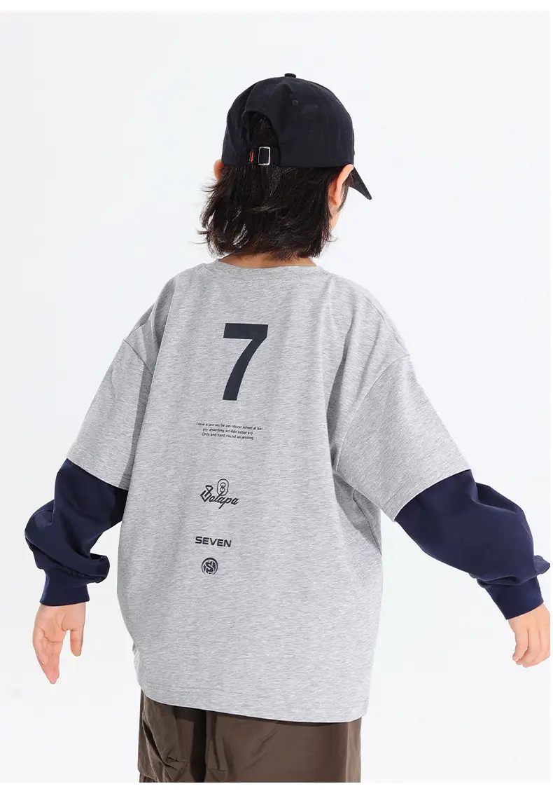 Kids Korean Style 2-Piece T-Shirt Set Grey Brown — feature 10