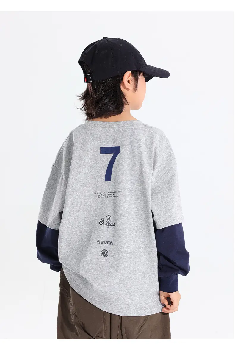Kids Korean Style 2-Piece T-Shirt Set Grey Brown — feature 12
